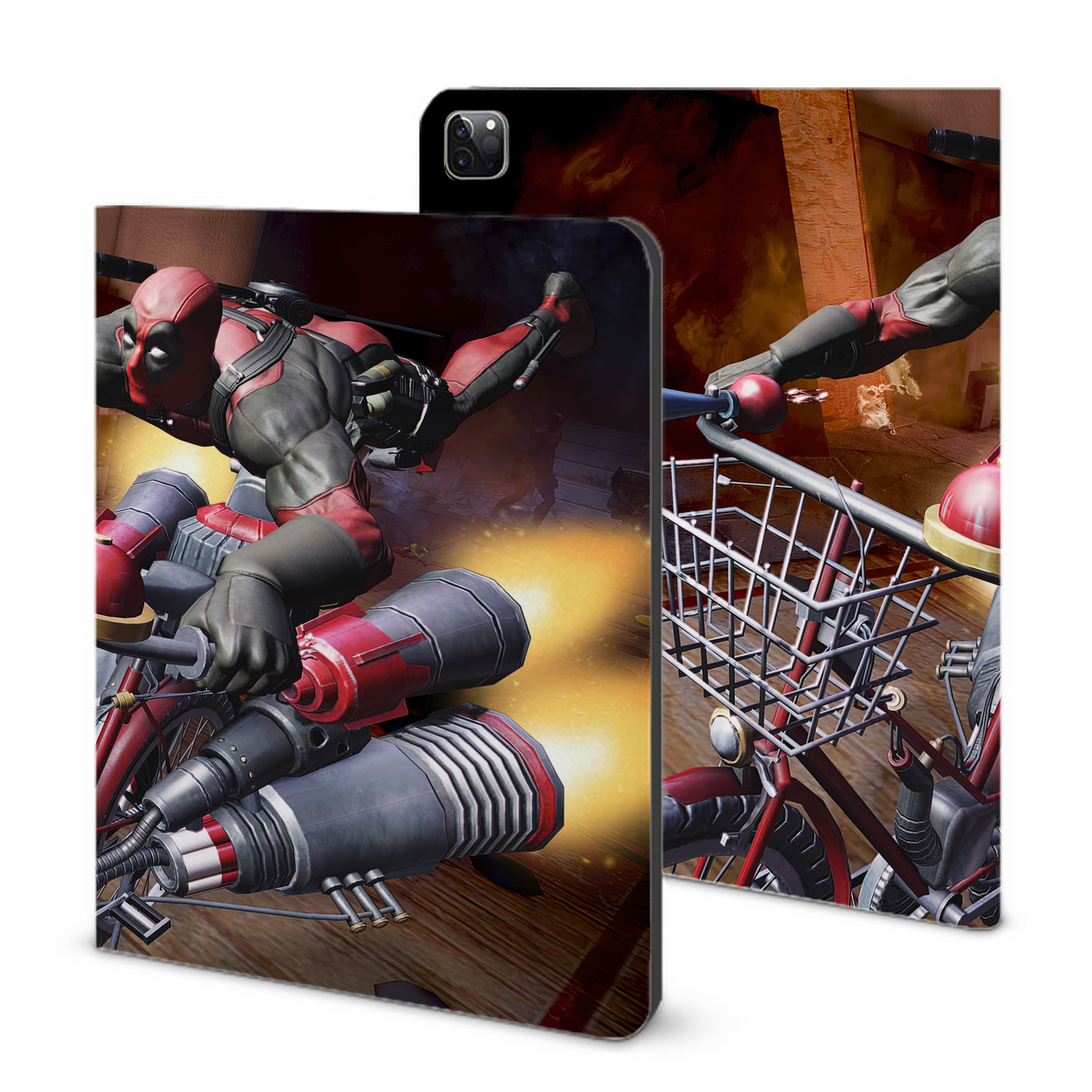 （画像用） Deadpool デッドプール IPad ケース ブック型 PUレザー TPU 耐衝撃 軽量 薄型 ペン収納なし 全面保護 IPad 各モデル対応